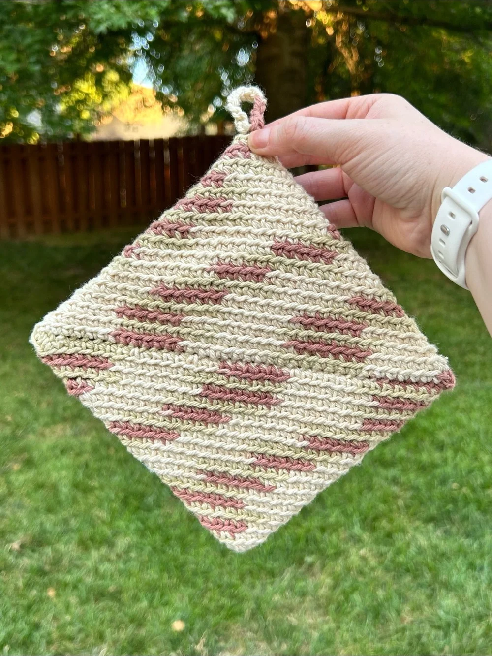Handmade Crochet Pot Holder cottage core